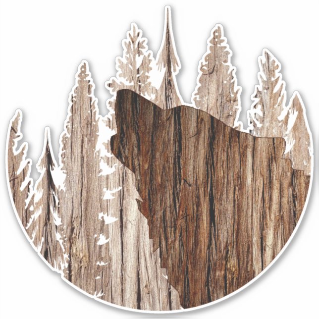 Howling Wolf In Textured Wood (Front)