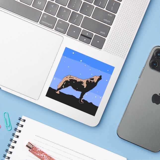 Howling Wolf in Winter  - Original Wildlife Art (Laptop w/ iPhone)