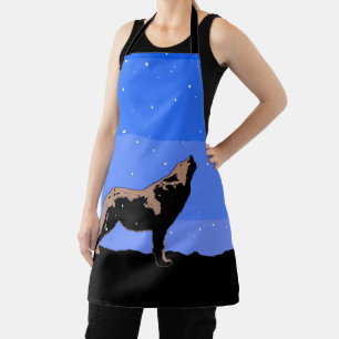 Howling Wolf in Winter  - Original Wildlife Art Apron