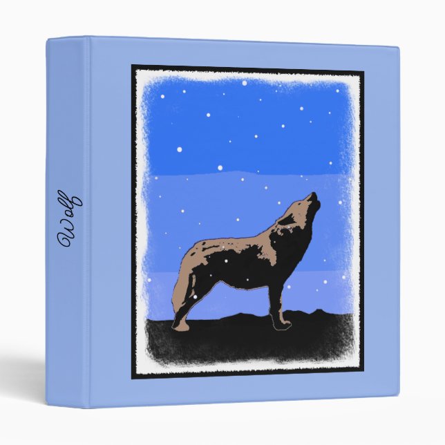 Howling Wolf in Winter  - Original Wildlife Art Binder (Front/Spine)