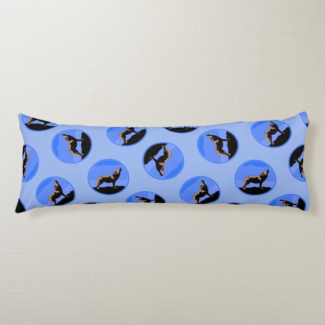Howling Wolf in Winter  - Original Wildlife Art Body Pillow (Front)