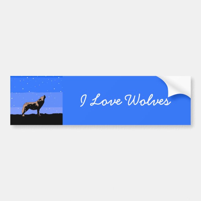Howling Wolf in Winter  - Original Wildlife Art Bumper Sticker (Front)