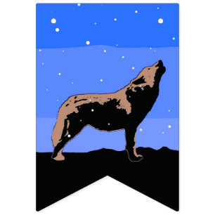 Howling Wolf in Winter  - Original Wildlife Art Bunting Flags