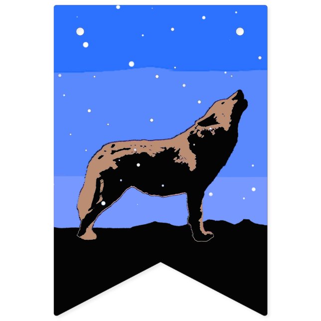Howling Wolf in Winter  - Original Wildlife Art Bunting Flags (First Flag)
