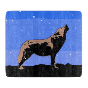 Howling Wolf in Winter  - Original Wildlife Art Cutting Board