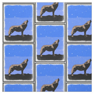 Howling Wolf in Winter  - Original Wildlife Art Fabric