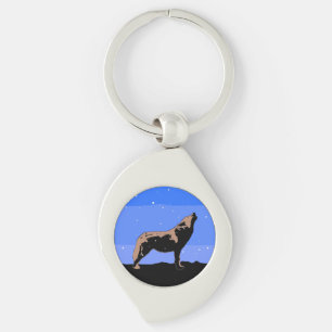 Howling Wolf in Winter  - Original Wildlife Art Keychain