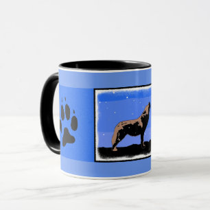 Howling Wolf in Winter  - Original Wildlife Art Mug