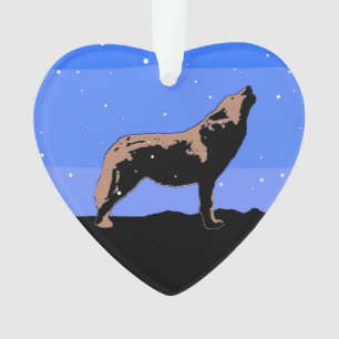 Howling Wolf in Winter  - Original Wildlife Art Ornament