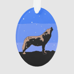 Howling Wolf in Winter  - Original Wildlife Art Ornament
