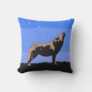 Howling Wolf in Winter  - Original Wildlife Art Outdoor Pillow