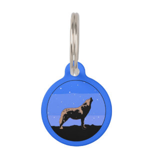 Howling Wolf in Winter  - Original Wildlife Art Pet Tag