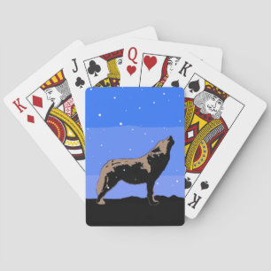 Howling Wolf in Winter - Original Wildlife Art Playing Cards