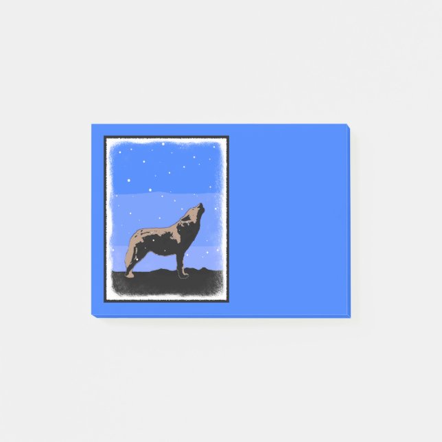 Howling Wolf in Winter  - Original Wildlife Art Post-it Notes (Front)