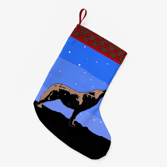 Howling Wolf in Winter  - Original Wildlife Art Small Christmas Stocking (Front (Hanging))