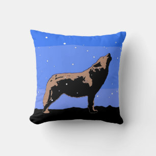 Howling Wolf in Winter - Original Wildlife Art Throw Pillow