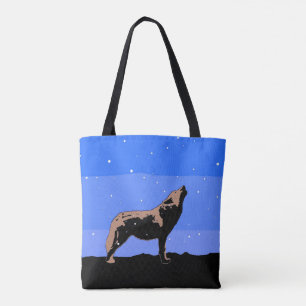 Howling Wolf in Winter  - Original Wildlife Art Tote Bag
