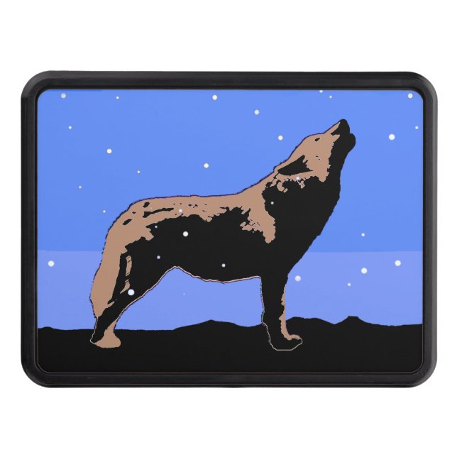Howling Wolf in Winter  - Original Wildlife Art Trailer Hitch Cover (Front)