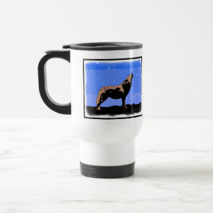 Howling Wolf in Winter - Original Wildlife Art Travel Mug