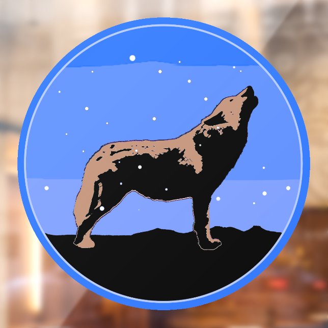 Howling Wolf in Winter  - Original Wildlife Art Window Cling (Sheet 2)