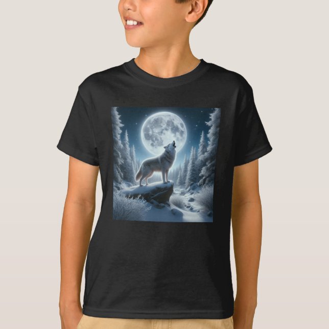 Howling Wolf In Winter T-Shirt (Front)