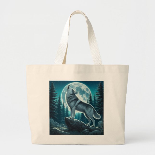 Howling Wolf Large Tote Bag (Front)