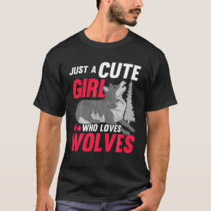 Howling Wolf Lover Women Just A Cute Girl Who Love T-Shirt