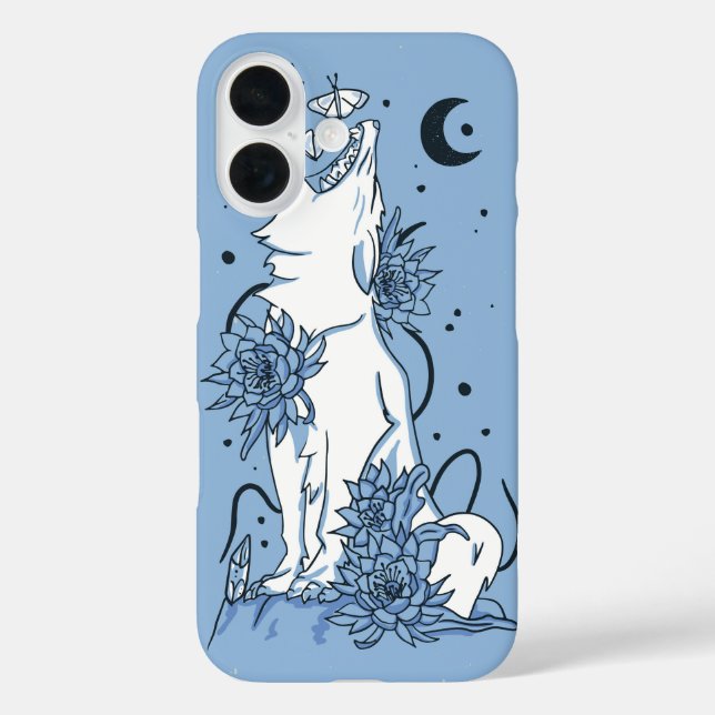 Howling Wolf & Lunar Floral Case-Mate iPhone Case (Back)
