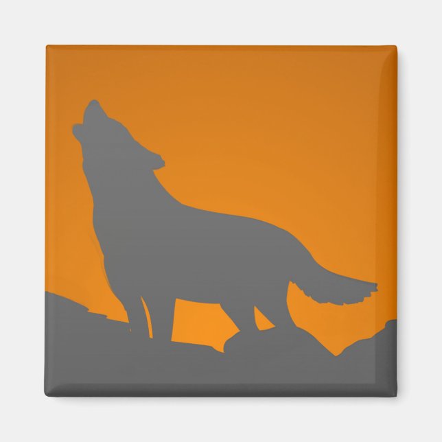 Howling wolf magnet (Front)