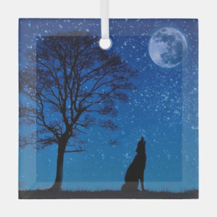 Howling Wolf Metal Ornament