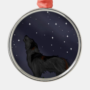 Howling Wolf Metal Ornament