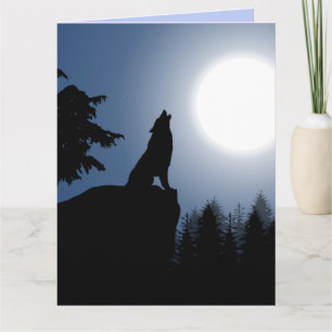 HOWLING WOLF MOON ART BIRTHDAY GREETING CARD