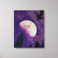 Howling Wolf Moon Canvas Wall Art