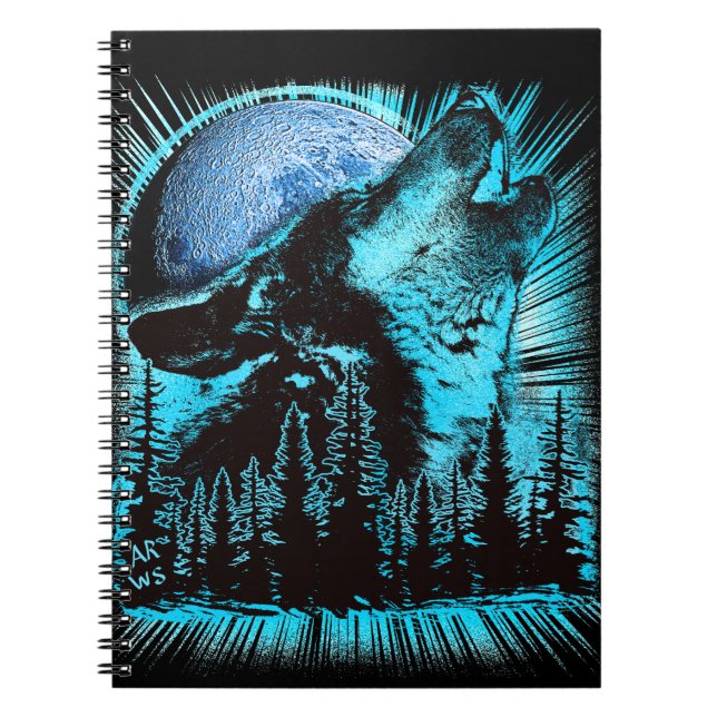 Howling Wolf Moon Pine Forest Notebook (Front)