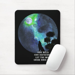 Howling Wolf Moonlight – Mystical Forest Night Wat Mouse Pad