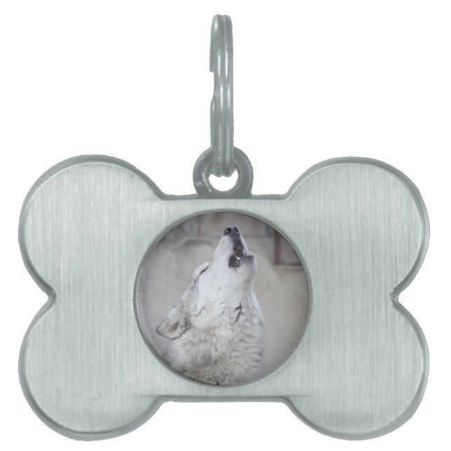 Howling Wolf Pet Name Tag (Front)