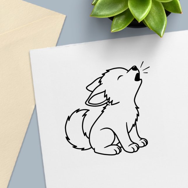 Howling Wolf Pup Colour Me Self-inking Stamp (Creator Uploaded)