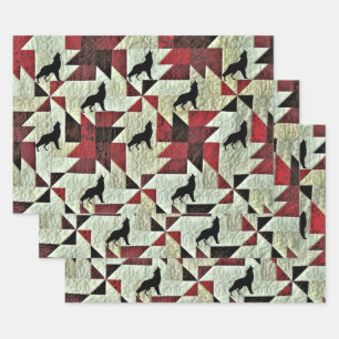 Howling Wolf Quilt Wrapping Paper Sheet