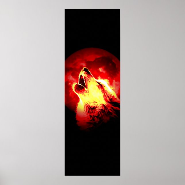 Howling Wolf & Red Moon Poster (Front)