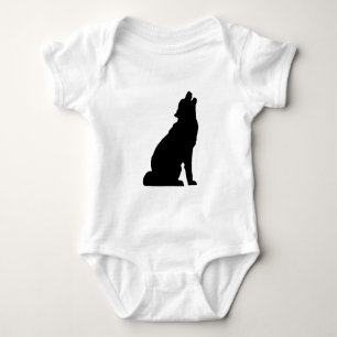 Howling Wolf Silhouette Baby Bodysuit