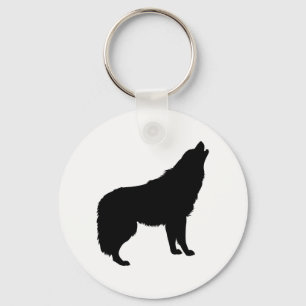 Howling Wolf Silhouette Keychain