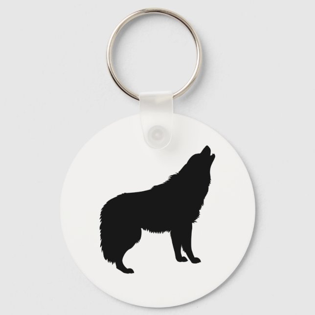 Howling Wolf Silhouette Keychain (Front)