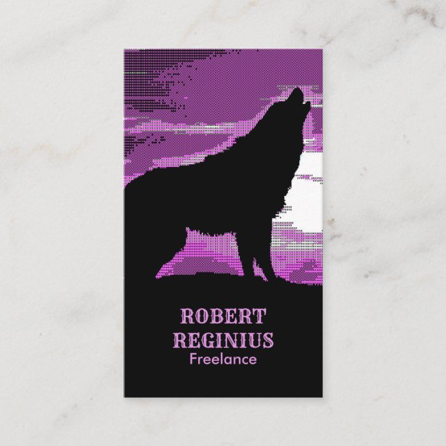 Howling Wolf Silhouette Sunset CGA1 Business Card (Front)
