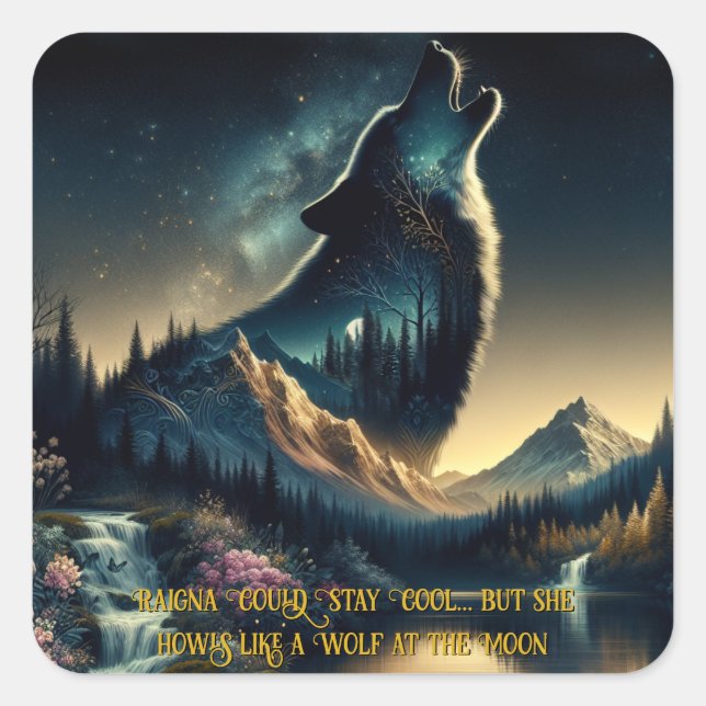 Howling Wolf Square Sticker (Front)