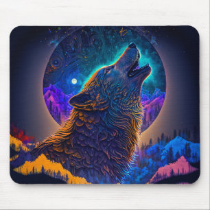 Howling Wolf Surreal Fantasy Mouse Pad
