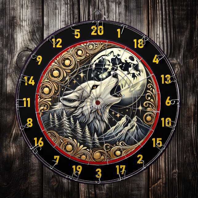 Howling Wolf Symbolizes Wilderness And Strength Dartboard (Creator Uploaded)