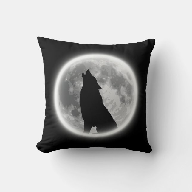 Howling Wolf   Throw Pillow (Front)