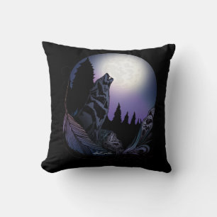 Howling Wolf Throw Pillow
