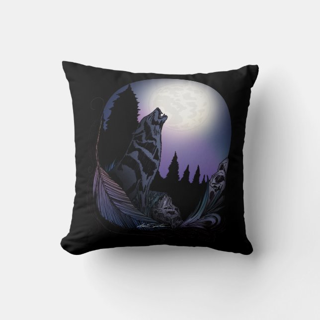 Howling Wolf  Throw Pillow (Front)