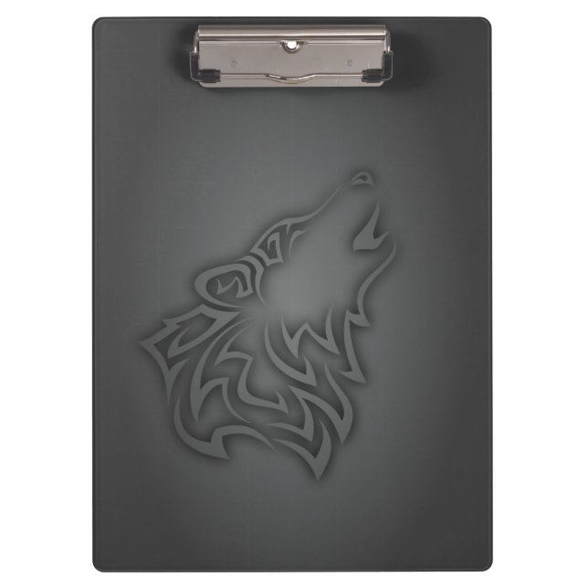 Howling Wolf Tribal Black Clipboard (Front)